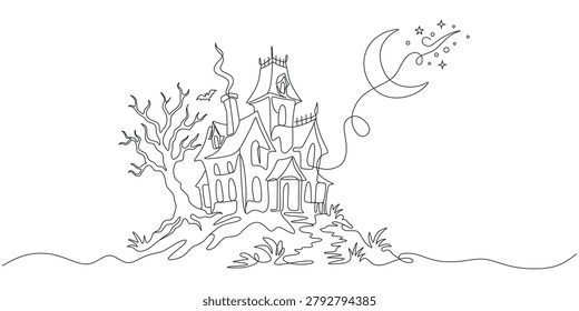 Continuous line drawing Halloween
