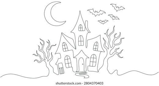 Continuous line drawing Halloween