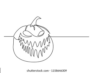 continuous line drawing of Halloween pumpkin ghost vector illustration