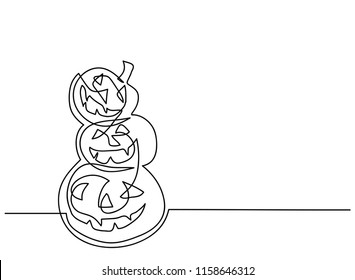 continuous line drawing of Halloween pumpkin ghost vector illustration