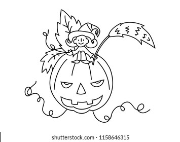continuous line drawing of Halloween pumpkin ghost vector illustration