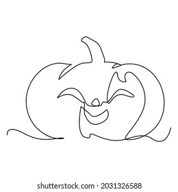 Continuous line drawing of Halloween pumpkin. Vector illustration