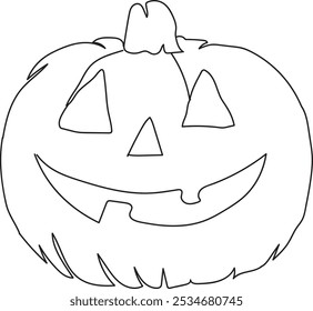 Desenho de linha contínua de uma abóbora de Halloween, arte de linha, vetor