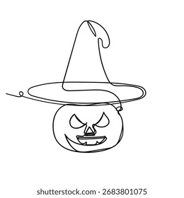 Ilustración de calabaza de Halloween de dibujo de línea continua