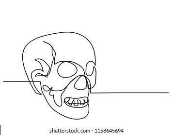 Continuous line drawing of Halloween skulls ghost vector illustration