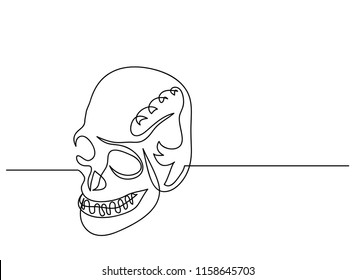 Continuous line drawing of Halloween skulls ghost vector illustration