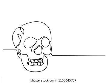 Continuous line drawing of Halloween skulls ghost vector illustration