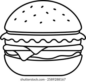 Continuous line drawing of Hamburger