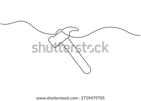 Continuous line drawing of a hammer, a carpentry and construction tool icon