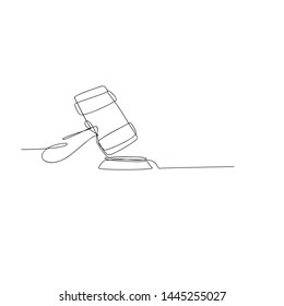continuous line drawing of hammer judge. isolated sketch drawing of hammer judge line concept. outline thin stroke vector illustration