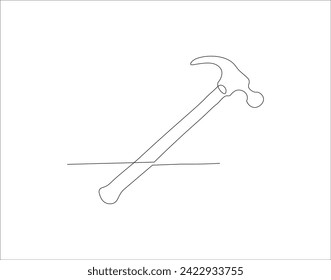 Durchlaufzeilenzeichnung von Hammer. Eine Hammer-Linie. Hammer Continuous Line Art. Editable Outline.