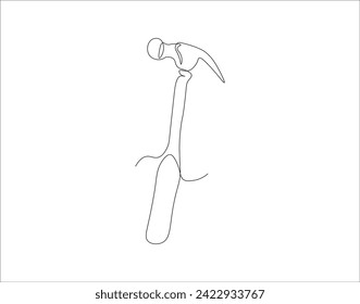Durchlaufzeilenzeichnung von Hammer. Eine Hammer-Linie. Hammer Continuous Line Art. Editable Outline.