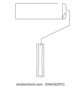 Continuous line drawing of a hammer pain roller. Simple flat hand drawn style vector for tool in engineering and construction