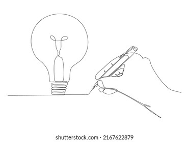 
continuous line drawing hand creating idea vector illustration