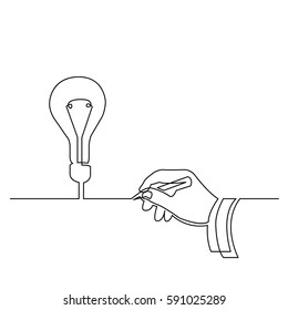 continuous line drawing of hand creating idea