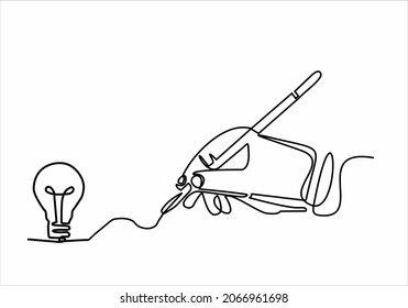 
continuous line drawing of hand creation ideas