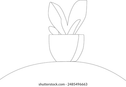 Continuous line drawing of a hand depicting a plant in a house pot