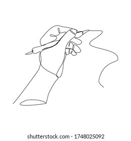 Continuous line drawing of hand draw line with pen. Vector illustration