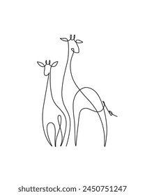 Continuous Line Drawing Hand Draw Giraffe