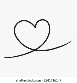 Continuous line drawing Hand drawn heart Valentines card