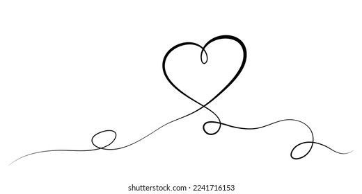 Continuous line drawing Hand drawn heart Valentines card