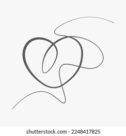continuous line drawing Hand drawn heart Valentines card Simple line illustration