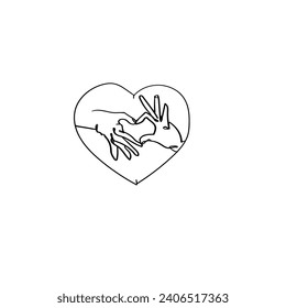 Continuous Line Drawing Hand Gesture of Love. Illustration Icon Vector