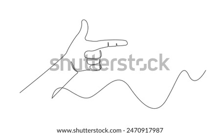 continuous line drawing of hand gesture.one line drawing of thumb and pointing finger.shooting hand sign.single line vector illustration