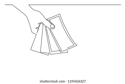 Continuous Line Drawing Of Hand Giving Money Banknotes