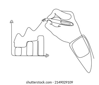 Continuous Line Drawing Hand Graph Up Illustration Vector Isolated