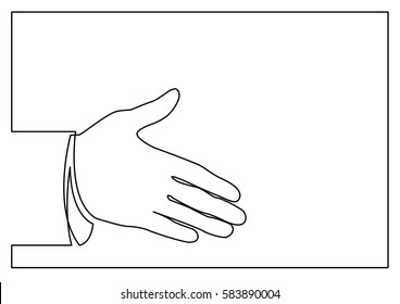 continuous line drawing of hand greeting gesture