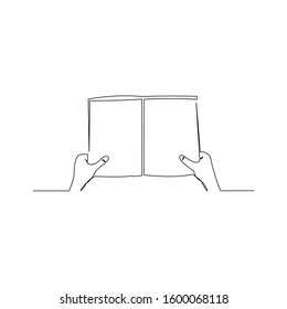 continuous line drawing of hand hold book vector illustration