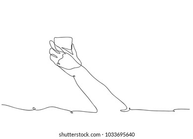 continuous line drawing of hand holding coffee mug Vector Illustration