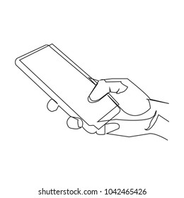 continuous line drawing of hand holding mobile Modern Technology Concepts