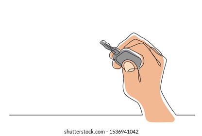 Continuous Line Drawing Of Hand Holding Car Key