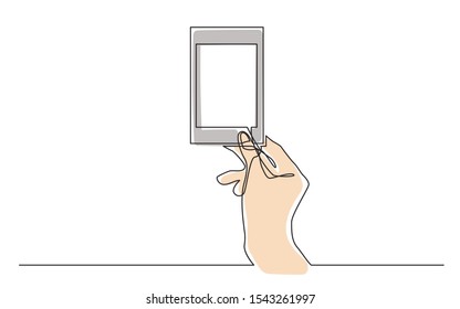 continuous line drawing of hand holding small frame