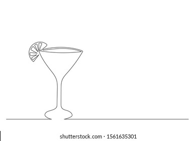 continuous line drawing of hand holding a glass of cocktail
