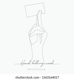 continuous line drawing. hand holding card. simple vector illustration. hand holding card concept hand drawing sketch line.
