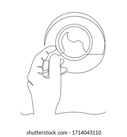 continuous line drawing of hand holding cup of coffee or tea. Vector illustration.