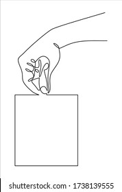 dibujo continuo de línea de mano sosteniendo el concepto de ilustración en blanco de papel