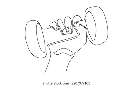 Continuous Line Drawing Of Hand Holding Dumbell