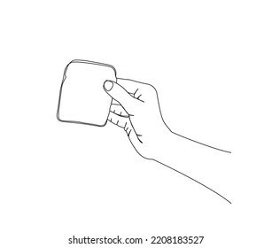 Continuous line drawing of Hand Holding White Bread vector illustration. White Bread single line art hand drawn minimalism style.
