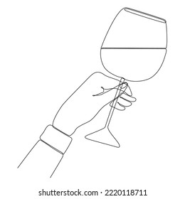 
Continuous line drawing of hand holding wine. This illustration is made in a minimalist style. Perfect as wall art decoration.