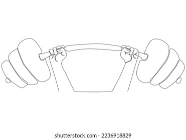 
Continuous line drawing hand holding dumbbells  Line art dumbbell equipment and active movement 