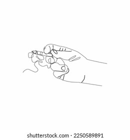 dibujo de línea continua de la mano con cigarrillo