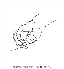 continuous line drawing of hand holding doorknob