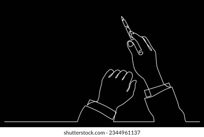 continuous line drawing of hand holding cup of coffee with lid