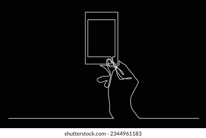 continuous line drawing of hand holding small frame