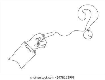 Continuous line drawing Hand holding question mark