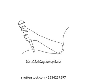 Desenho de linha contínua do microfone de mão.
